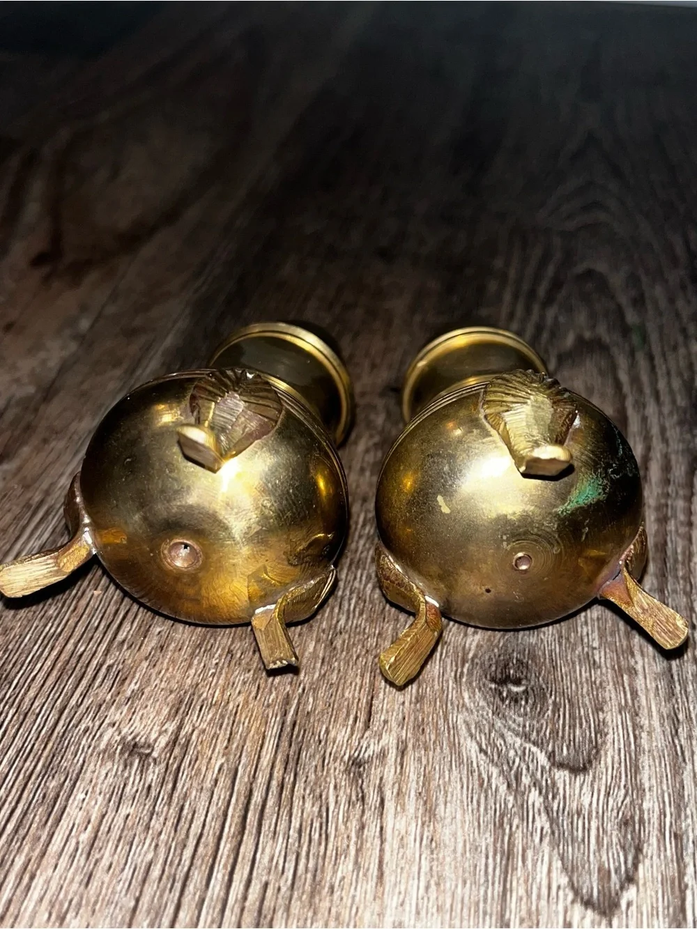 Vintage MCM Solid Brass Salt and Pepper Shakers with Lined Screw-On Lid